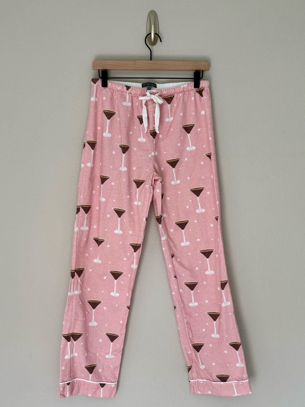 PJ Salvage Espresso Martini Print Flannel Pajama Set Pink Cotton Small - Picture 2 of 11